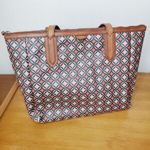 FOSSIL Sydney Signature Large Tote Bag Printed Women Leather Purse Shoulder Bag